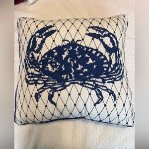 Nautical Blue Crab Throw Pillow
